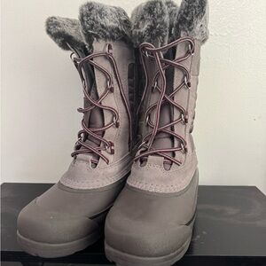 Lands' End Women's Gray Winter Boots with Faux Fur